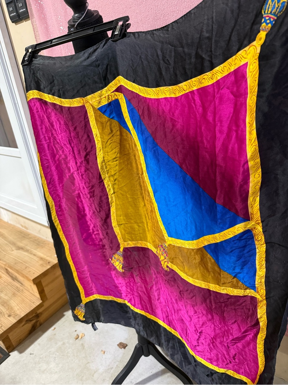 Ellen Tracy Black Sarong with Magenta, Blue & Gold Panels O10